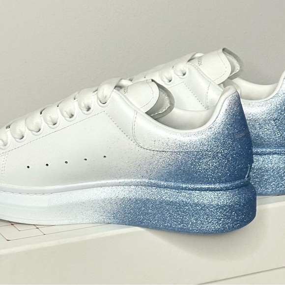 ALEXANDER McQueen Oversized Sneakers Ombre Blue Glitter Airbrush NEW size 38.5 - Picture 14 of 16